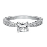 Artcarved Bridal Mounted with CZ Center Vintage Engagement Ring Harlow 14K White Gold - 31-V497EUW-E.00 photo 2