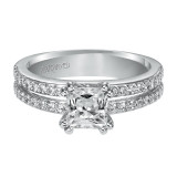 Artcarved Bridal Semi-Mounted with Side Stones Classic Engagement Ring Jade 14K White Gold - 31-V218ECW-E.01 photo 2