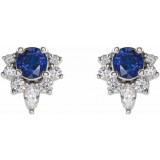 14K White Blue Sapphire & 1/6 CTW Diamond Earrings - 869506013P photo 2
