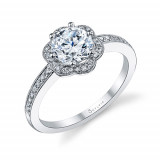 0.20tw Semi-Mount Engagement Ring With 1ct Round Head photo