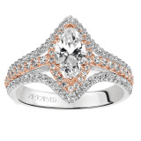 Artcarved Bridal Mounted with CZ Center Classic Halo Engagement Ring Dorsey 14K White Gold - 31-V549EMW-E.00 photo 3