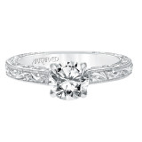 Artcarved Bridal Semi-Mounted with Side Stones Vintage Filigree Diamond Engagement Ring Amal 14K White Gold - 31-V692ERW-E.01 photo 2