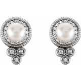14K White Freshwater Pearl & 1/5 CTW Diamond Earrings - 86528600P photo 2