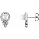14K White Freshwater Pearl & 1/5 CTW Diamond Earrings - 86528600P photo