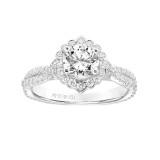 Artcarved Bridal Mounted with CZ Center Contemporary Floral Halo Engagement Ring Zinnia 18K White Gold - 31-V779ERW-E.02 photo 4