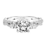 Artcarved Bridal Semi-Mounted with Side Stones Contemporary Floral 3-Stone Engagement Ring Hyacinth 18K White Gold - 31-V786ERW-E.03 photo 2