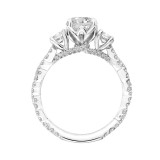Artcarved Bridal Semi-Mounted with Side Stones Contemporary Floral 3-Stone Engagement Ring Hyacinth 18K White Gold - 31-V786ERW-E.03 photo 3