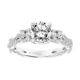 Artcarved Bridal Semi-Mounted with Side Stones Contemporary Floral 3-Stone Engagement Ring Hyacinth 18K White Gold - 31-V786ERW-E.03 photo 4