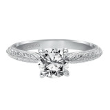 Artcarved Bridal Mounted with CZ Center Vintage Engraved Solitaire Engagement Ring Imani 14K White Gold - 31-V498ERW-E.00 photo 2