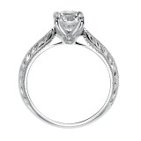 Artcarved Bridal Mounted with CZ Center Vintage Engraved Solitaire Engagement Ring Imani 14K White Gold - 31-V498ERW-E.00 photo 3