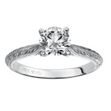 Artcarved Bridal Mounted with CZ Center Vintage Engraved Solitaire Engagement Ring Imani 14K White Gold - 31-V498ERW-E.00 photo 4