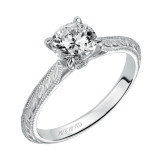 Artcarved Bridal Mounted with CZ Center Vintage Engraved Solitaire Engagement Ring Imani 14K White Gold - 31-V498ERW-E.00 photo