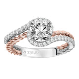 Artcarved Bridal Semi-Mounted with Side Stones Contemporary Engagement Ring Nina 14K White Gold Primary & 14K Rose Gold - 31-V573ERR-E.01 photo 3