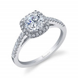0.41tw Semi-Mount Engagement Ring With 6X5 Cushion Head photo