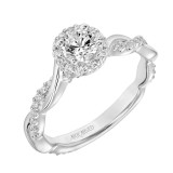 Artcarved Bridal Semi-Mounted with Side Stones Contemporary One Love Halo Engagement Ring Kinsley 14K White Gold - 31-V657BRW-E.04 photo