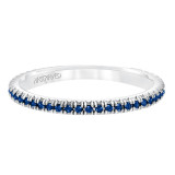 Artcarved Bridal Mounted with Side Stones Contemporary Stackable Eternity Anniversary Band 14K White Gold & Blue Sapphire - 33-V88K4W65S-L.00 photo 2