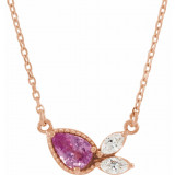 14K Rose Pink Sapphire & 1/6 CTW Diamond 16 Necklace - 86854622P photo