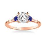 Artcarved Bridal Semi-Mounted with Side Stones Classic Engagement Ring 14K Rose Gold & Blue Sapphire - 31-V1033SERR-E.01 photo 2