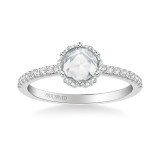 Artcarved Bridal Mounted Mined Live Center Classic Rose Goldcut Halo Engagement Ring Paula 14K White Gold - 31-V989CRW-E.00 photo 2