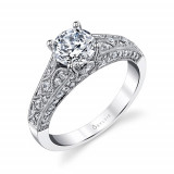 0.51tw Semi-Mount Engagement Ring With 1ct Round Head photo