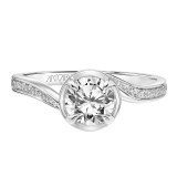 Artcarved Bridal Mounted with CZ Center Contemporary Bezel Diamond Engagement Ring Tinsley 14K White Gold - 31-V833ERW-E.00 photo 2