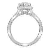 Artcarved Bridal Semi-Mounted with Side Stones Classic Halo Engagement Ring Miranda 18K White Gold - 31-V851ERW-E.03 photo 3