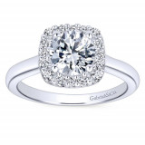 Gabriel & Co 14k White Gold Round Halo Engagement Ring photo
