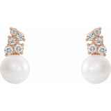 14K Rose Freshwater Cultured Pearl & 3/8 CTW Diamond Earrings - 86891607P photo 2