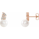 14K Rose Freshwater Cultured Pearl & 3/8 CTW Diamond Earrings - 86891607P photo