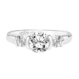 Artcarved Bridal Mounted with CZ Center Contemporary 3-Stone Engagement Ring Adriana 14K White Gold - 31-V191ERW-E.00 photo 2