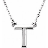 14K White Block Initial T 16 Necklace - 84634165P photo
