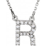 14K White Initial R 1/8 CTW Diamond 16 Necklace - 67311117P photo