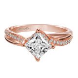 Artcarved Bridal Semi-Mounted with Side Stones Contemporary Twist Diamond Engagement Ring Stella 14K Rose Gold - 31-V304FCR-E.01 photo 2