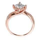 Artcarved Bridal Semi-Mounted with Side Stones Contemporary Twist Diamond Engagement Ring Stella 14K Rose Gold - 31-V304FCR-E.01 photo 3