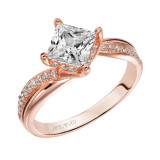 Artcarved Bridal Semi-Mounted with Side Stones Contemporary Twist Diamond Engagement Ring Stella 14K Rose Gold - 31-V304FCR-E.01 photo