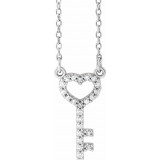 14K White 1/8 CTW Diamond Petite Heart Key 16.5 Necklace - 6707184403P photo