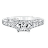 Artcarved Bridal Mounted with CZ Center Vintage Filigree Diamond Engagement Ring Savannah 14K White Gold - 31-V723ECW-E.00 photo 2