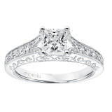 Artcarved Bridal Mounted with CZ Center Vintage Filigree Diamond Engagement Ring Savannah 14K White Gold - 31-V723ECW-E.00 photo 4