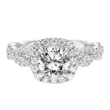 Artcarved Bridal Semi-Mounted with Side Stones Contemporary Twist Halo Engagement Ring Everly 14K White Gold - 31-V768ERW-E.01 photo 2