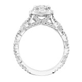 Artcarved Bridal Semi-Mounted with Side Stones Contemporary Twist Halo Engagement Ring Everly 14K White Gold - 31-V768ERW-E.01 photo 3