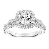 Artcarved Bridal Semi-Mounted with Side Stones Contemporary Twist Halo Engagement Ring Everly 14K White Gold - 31-V768ERW-E.01 photo 4