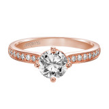 Artcarved Bridal Mounted with CZ Center Classic Engagement Ring Juliet 14K Rose Gold - 31-V313ERR-E.01 photo 2