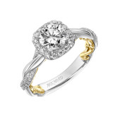 Artcarved Bridal Mounted with CZ Center Contemporary Lyric Halo Engagement Ring Ainsley 18K White Gold Primary & 18K Yellow Gold - 31-V933ERWY-E.02 photo 2
