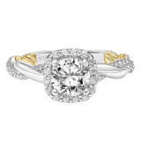 Artcarved Bridal Mounted with CZ Center Contemporary Lyric Halo Engagement Ring Ainsley 18K White Gold Primary & 18K Yellow Gold - 31-V933ERWY-E.02 photo 3