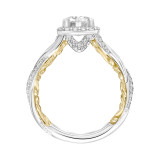 Artcarved Bridal Mounted with CZ Center Contemporary Lyric Halo Engagement Ring Ainsley 18K White Gold Primary & 18K Yellow Gold - 31-V933ERWY-E.02 photo 4