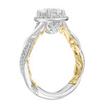Artcarved Bridal Mounted with CZ Center Contemporary Lyric Halo Engagement Ring Ainsley 18K White Gold Primary & 18K Yellow Gold - 31-V933ERWY-E.02 photo