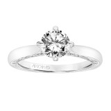 Artcarved Bridal Semi-Mounted with Side Stones Vintage Filigree Solitaire Engagement Ring Elsie 18K White Gold - 31-V793ERW-E.03 photo 4