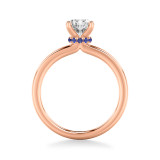 Artcarved Bridal Semi-Mounted with Side Stones Classic Solitaire Engagement Ring 14K Rose Gold & Blue Sapphire - 31-V815SGVR-E.01 photo 3