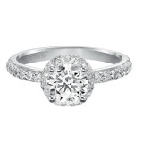 Artcarved Bridal Mounted with CZ Center Contemporary Halo Engagement Ring Ellen 14K White Gold - 31-V390ERW-E.00 photo 2