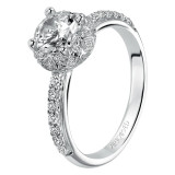 Artcarved Bridal Mounted with CZ Center Contemporary Halo Engagement Ring Ellen 14K White Gold - 31-V390ERW-E.00 photo 4